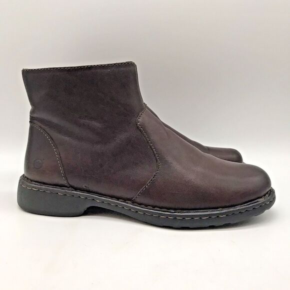 Born Børn Side Zip Chelsea Ankle Boots Men's 10 - EUR 42 Dark Brown Leather Shoe - Picture 1 of 12